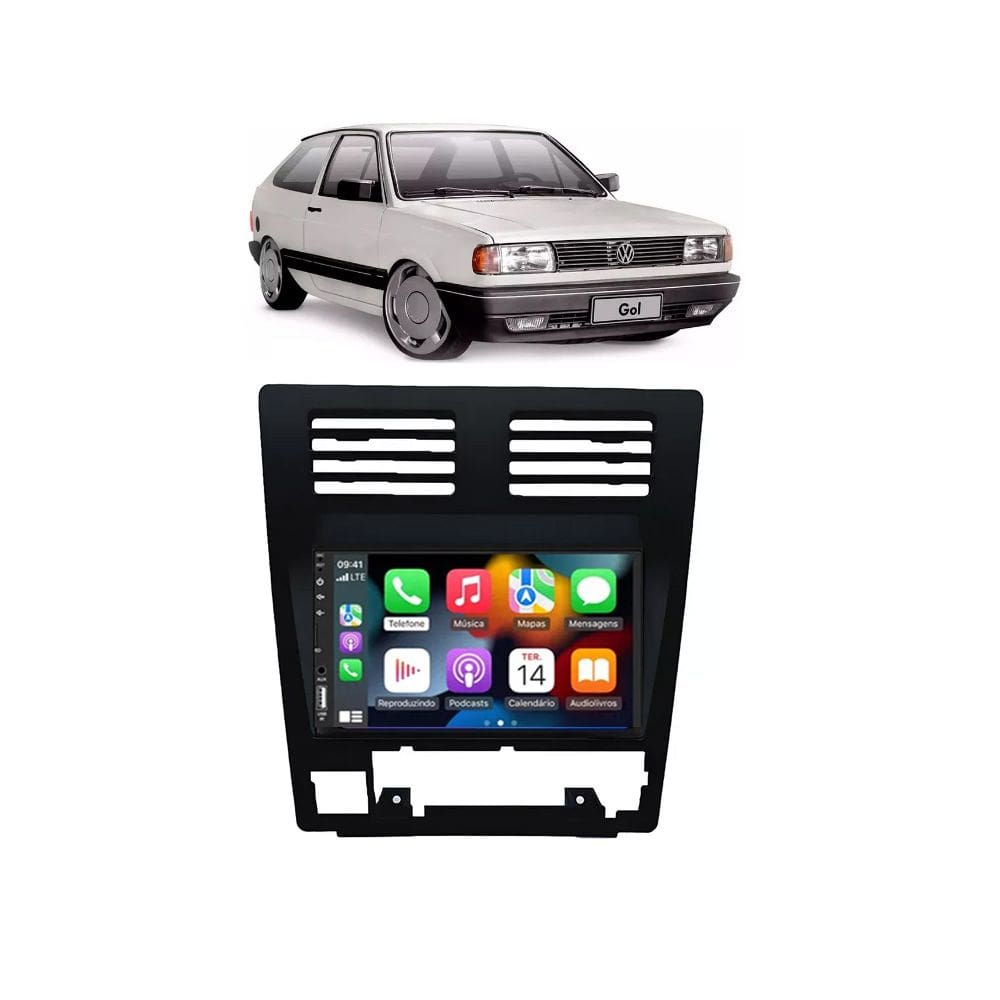 Kit Multimídia Gol Parati Saveiro 88 / 95 Voyage 90 / 97 7 Pol CarPlay AndroidAuto Sem fio - FirstOption 8100