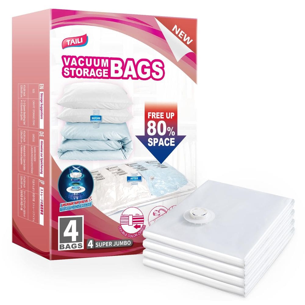 Sacos de armazenamento a vácuo TAILI XXL Jumbo para edredom, pacote com 4