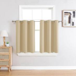 Cortinas de janela ChrisDowa Small, 91 cm de comprimento, quarto bege