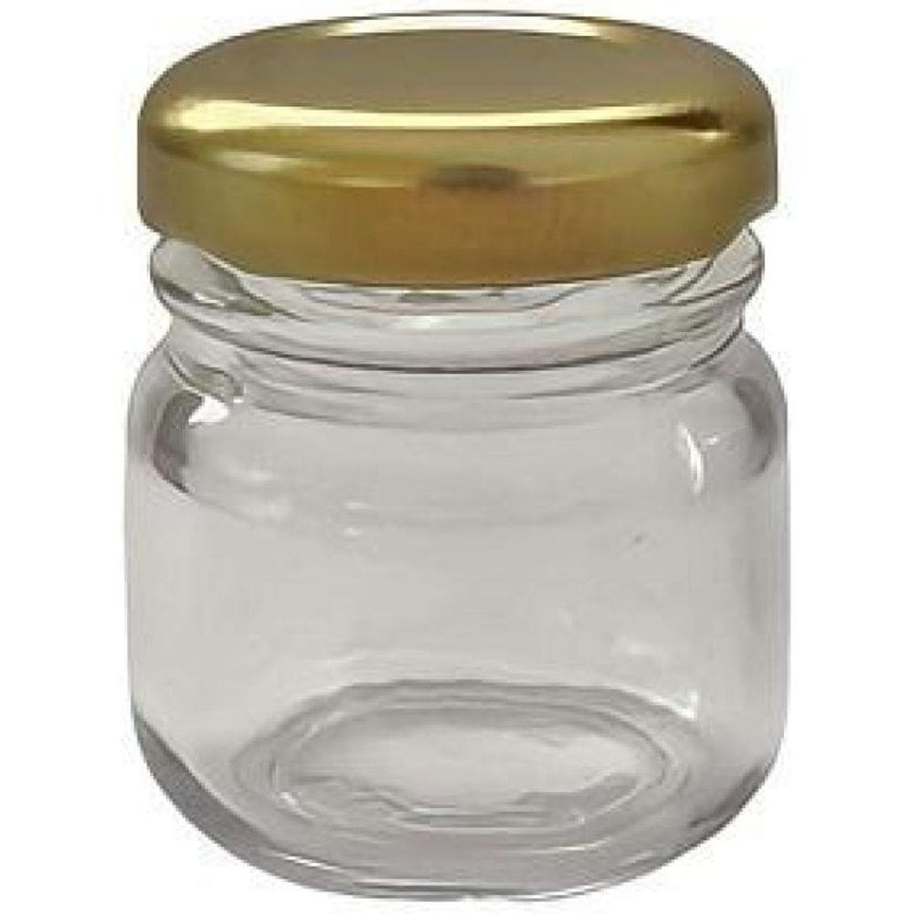 Pote De Vidro 40 Ml Com Tampa Metálica Ouro - Kit Com 25 Un