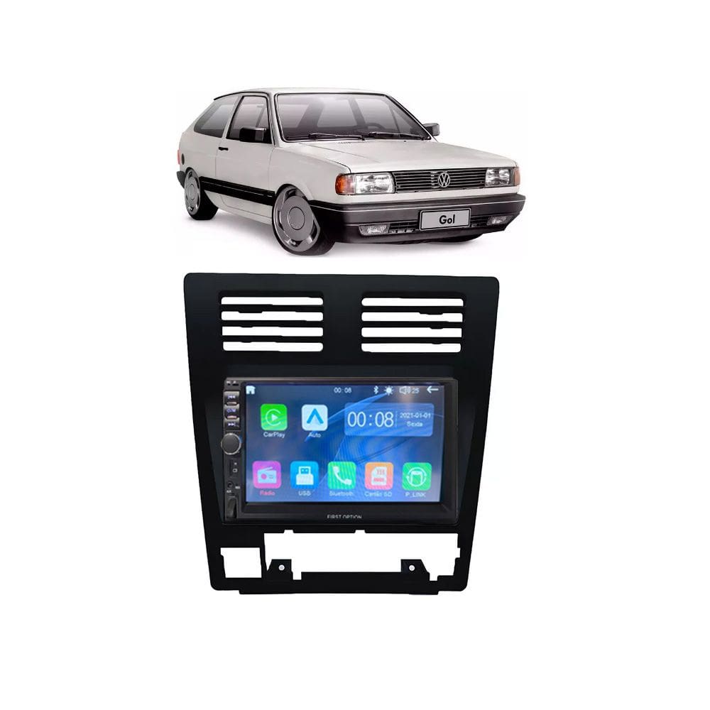 Kit Multimídia Gol Parati Saveiro 88 / 95 Voyage 90 / 97 7 Pol Carplay AndroidAuto USB - First Option 7810HCPAA