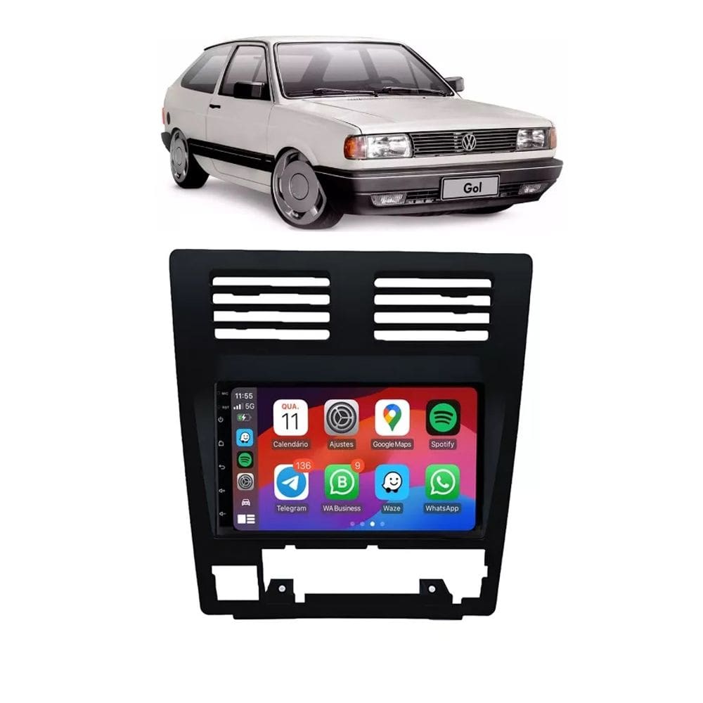 Kit Multimídia Gol Parati Saveiro 88 / 95 Voyage 90 / 97 7 Pol Carplay AndroidAuto - 708BR Roadstar