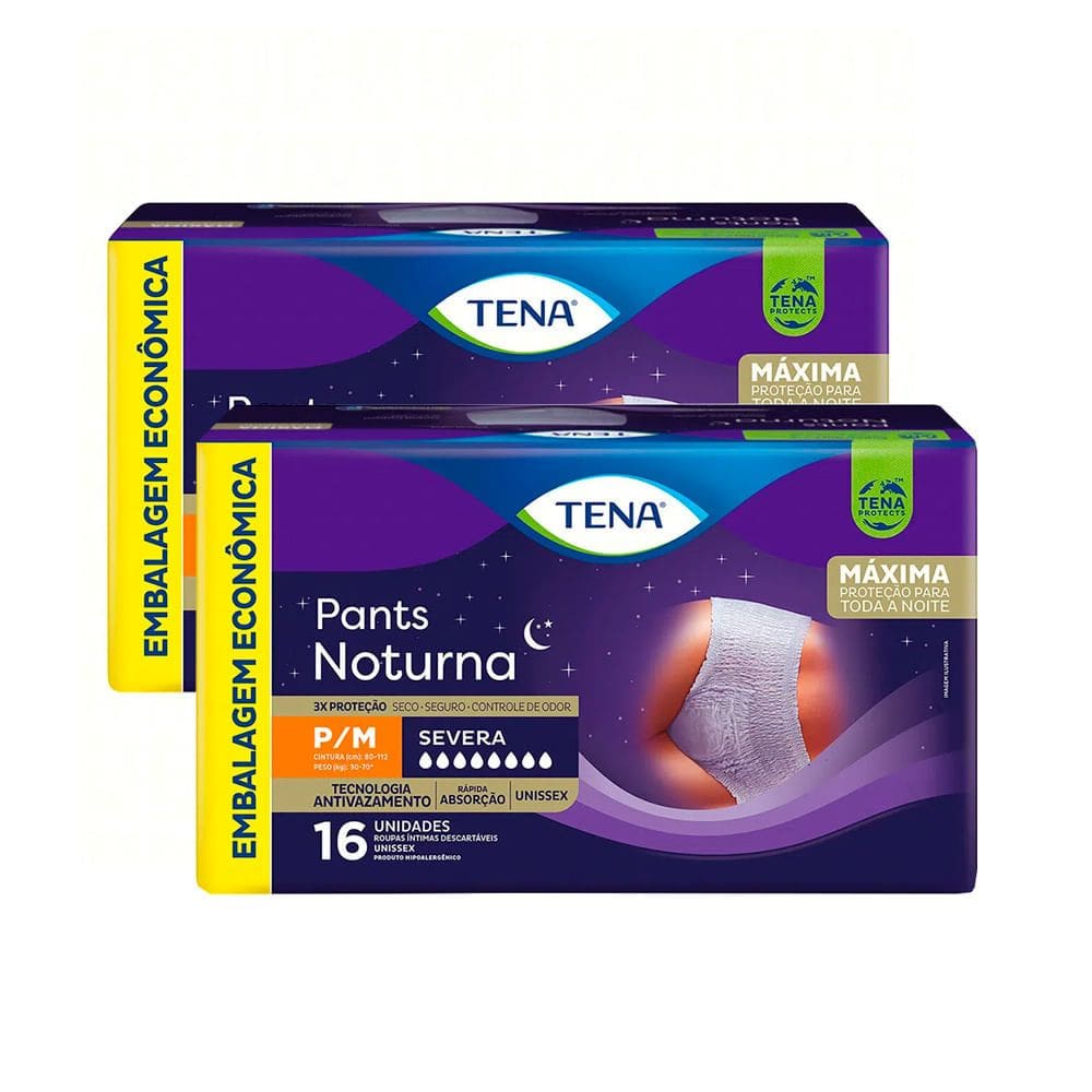 Roupa Íntima Tena Pants Noturna Tamanho P/M 16 Unidades | Kit de duas unidades
