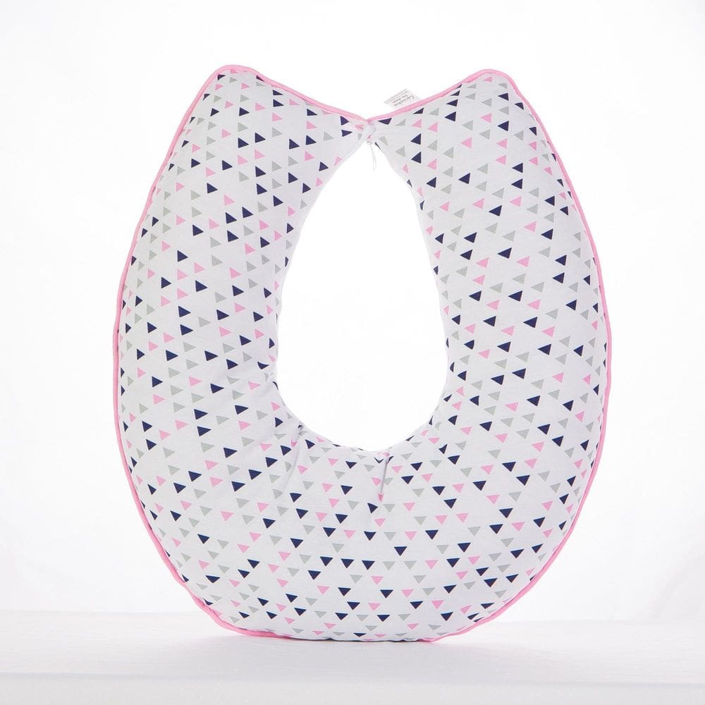 Almofada Amamentação Luxo Para Bebê Menina Triangulo Rosa