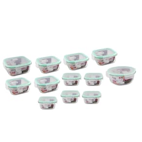 Conjunto 12 Potes Vidro Fechamento Hermético com Tampa 4 Travas Forno Ou Freezer