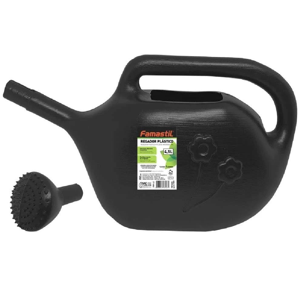 Regador de Plástico Preto Famastil