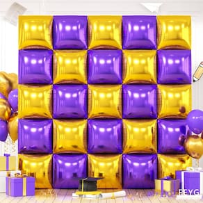 Kit de parede de balão FEYG Metálico Roxo Dourado Prata 48 cm 25 unidades