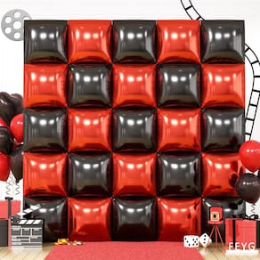 Kit de parede de balão FEYG Metálico Vermelho Preto Dourado 48 cm 25 unidades