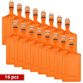 Etiquetas de bagagem Travelambo Faux Leather Privacy, pacote com 16 unidades, laranja