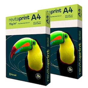 Papel Sulfite A4 75g 500 Folhas Reciclado Natural 2 Unidades - Revita Print