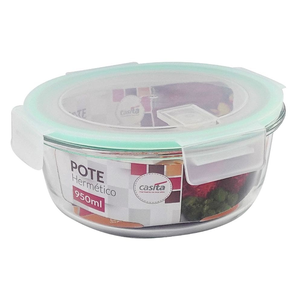 Pote de Vidro 950ml com Fechamento Hermético 4 Travas Marmita Forno ou Freezer Microondas