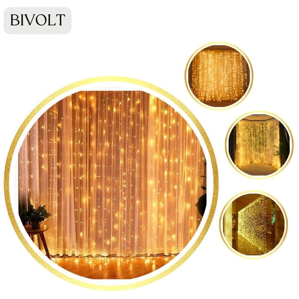 Cortina 300 Leds 3X3M: Decoração Deslumbrante Para Festas