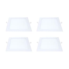Kit 4 Painel Led Embutir Quadrado Luz Fria 6500K 18W 22Cm