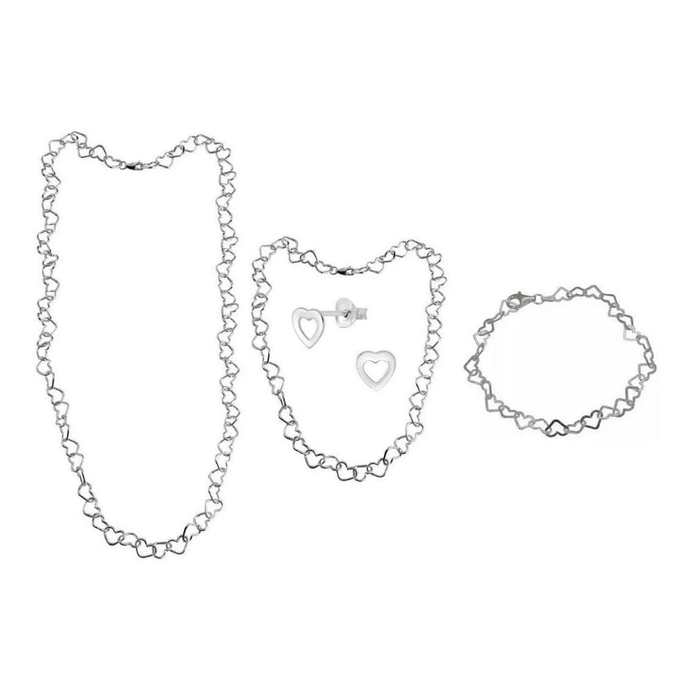 Corrente, Pulseira, Tornozeleira E Brinco Prata 925 Kit95