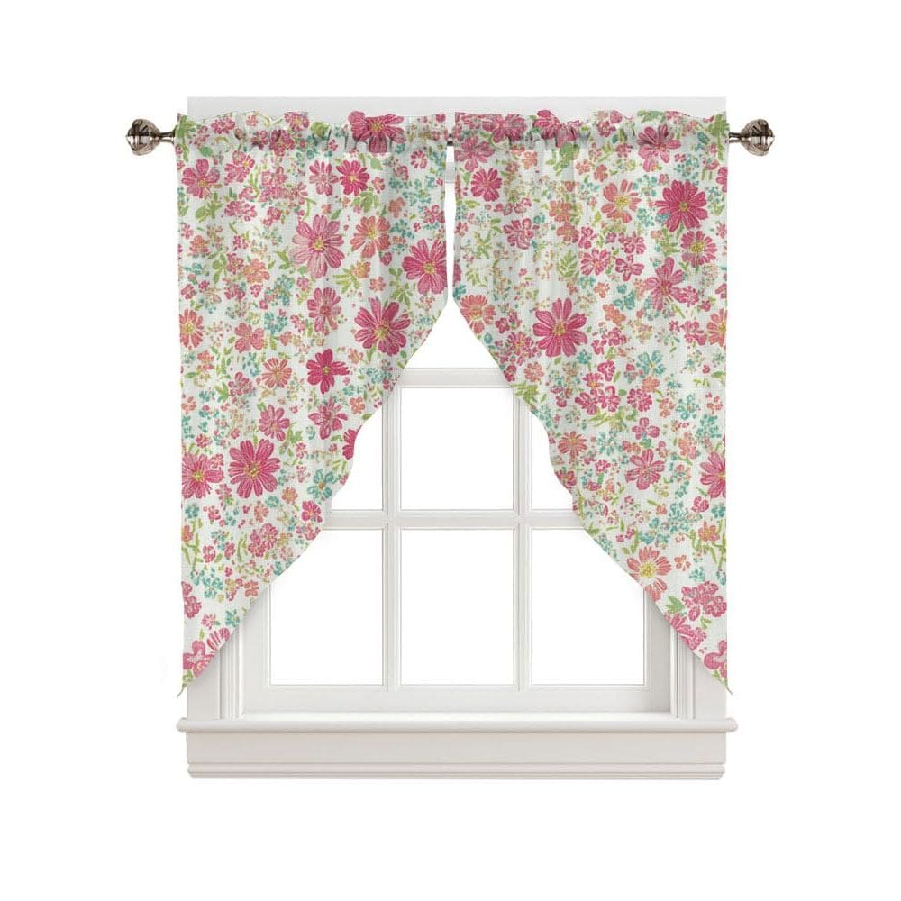 Cortina Valances CAPSCEOLL Spring Pink Flowers 74x91cm 2 painéis