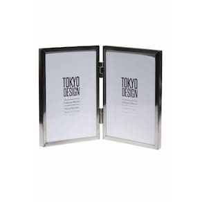 Porta Retrato Duplo Livro Abre fecha em Metal e Vidro 10x15