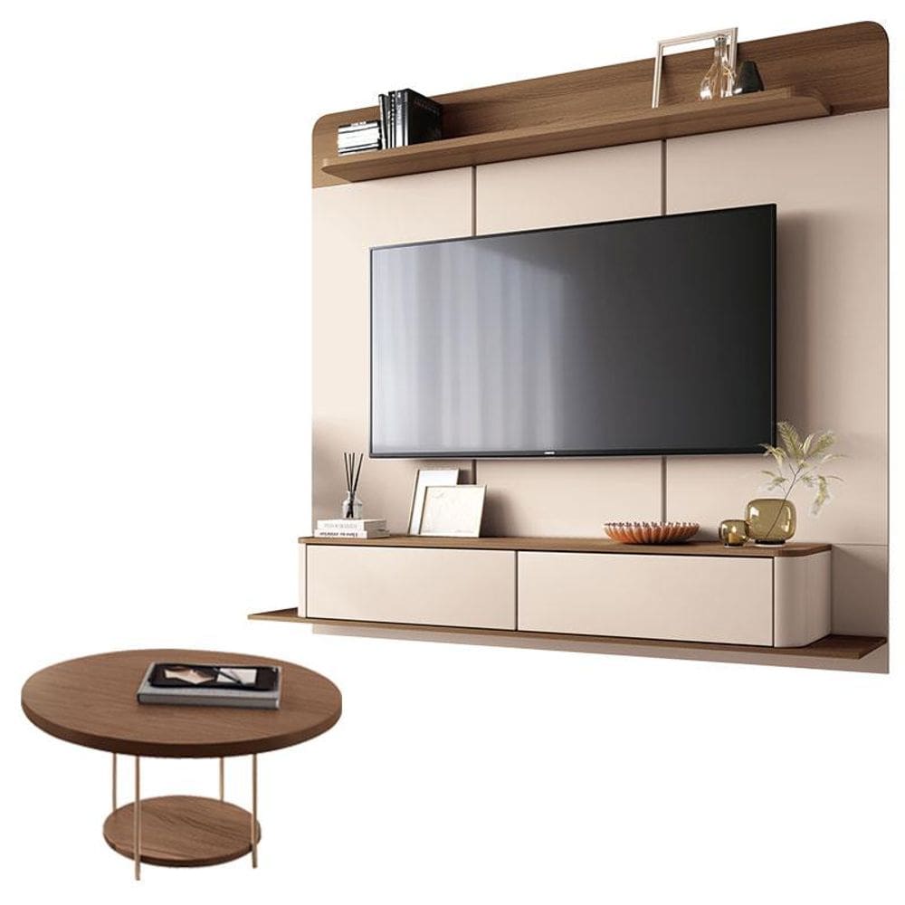 Home Suspenso Galax Castanho Off White e Mesa Sky Castanho- HB Móveis