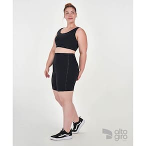 Conjunto Bermuda+Top Plus Size Alto Giro Preto P+ (46/48)