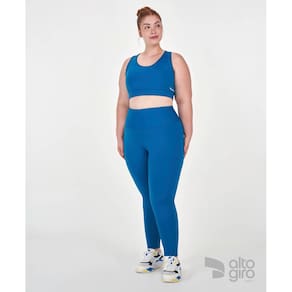 Conjunto Legging Cos +Top Plus Size Alto Giro Azul P+(46/48)