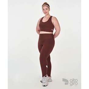 Conjunto Top+Legging Cos Plus Size Alto Giro Marrom P+(46/48