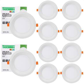 10 Painel De Led Redondo Embutir Recuado 6W Bivolt 4000K