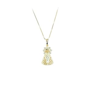 Colar Nossa Senhora Aparecida Folheado Coroa com Strass