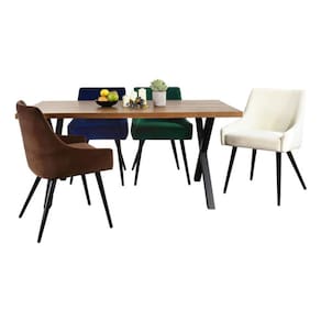 Conjunto De Jantar Mesa 160x75cm + 4 Cadeiras - Multi Color
