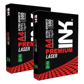 Papel Sulfite A4 75g 500 Folhas Premium Laser Branco 2 Unidades - INK