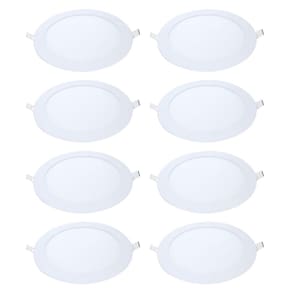 Kit 8 Painel Led Embutir Redondo Luz Quente 3000K 24W 30Cm