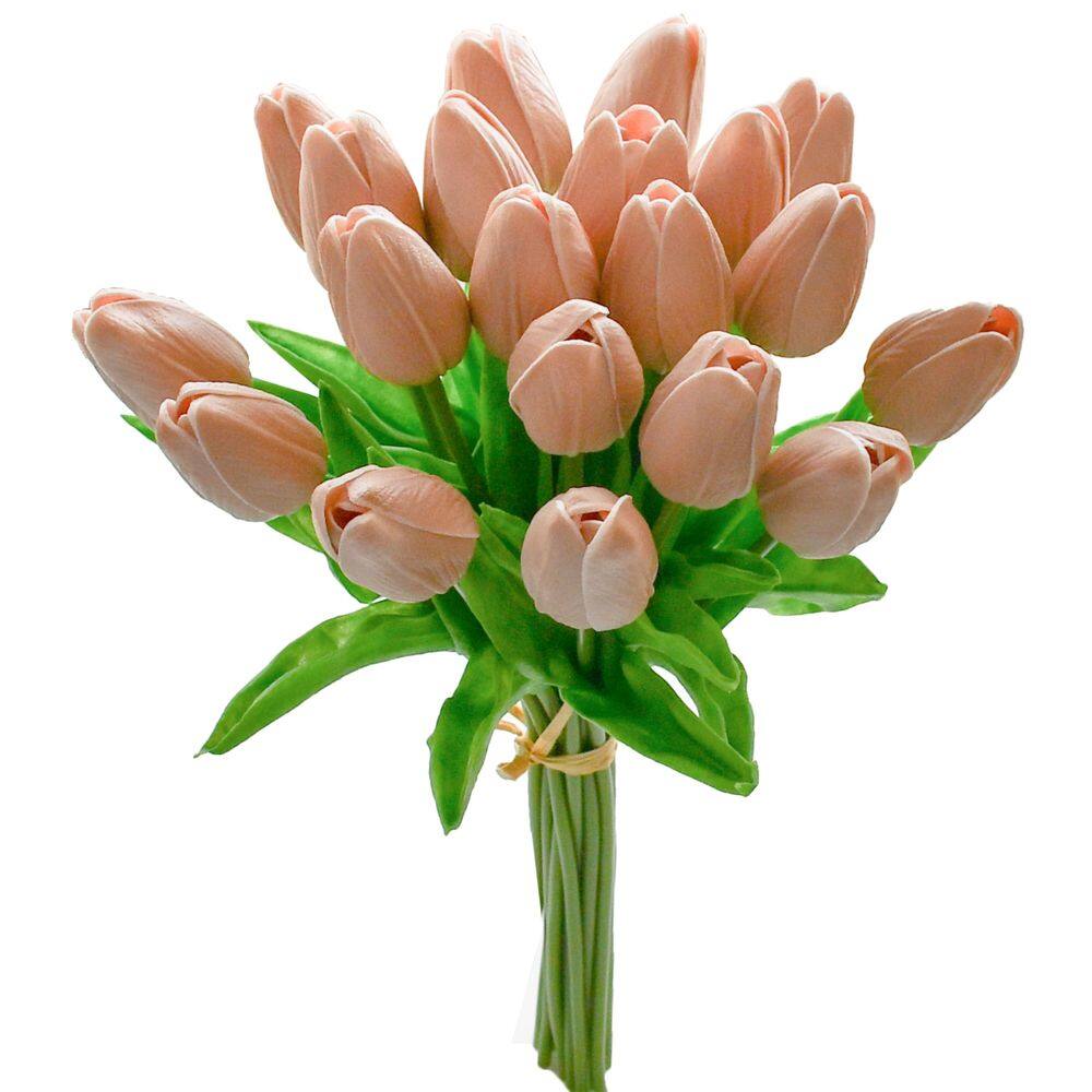 Flores falsas de seda artificial de tulipa Mandy, 20 unidades, marrom claro