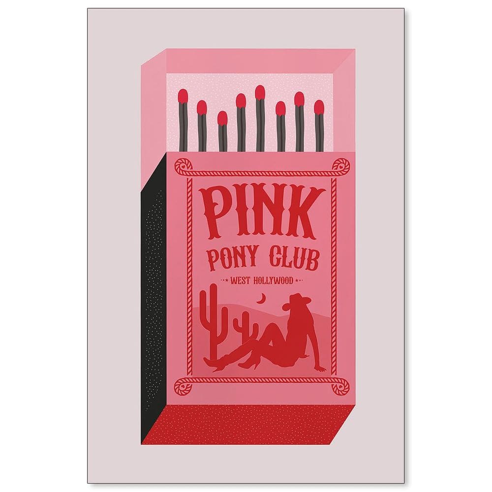 Pôster vintage de arte de parede em tela Pink Pony Club Match Box