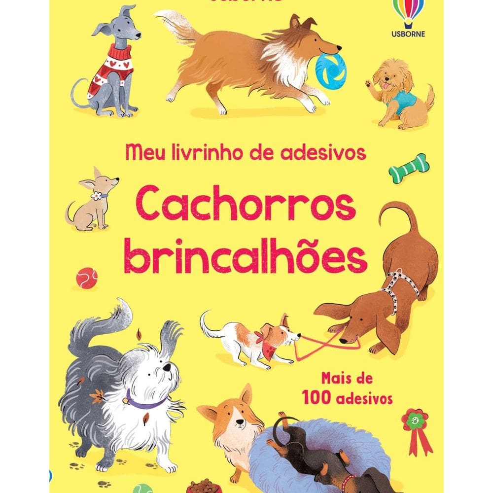 Livro de Adesivos: Cachorros Brincalhões | Editora Usborne | Adesivos Escolares