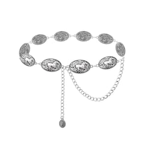Cinto de cowgirl TOPACC Silver Western Chain Rodeo para mulheres