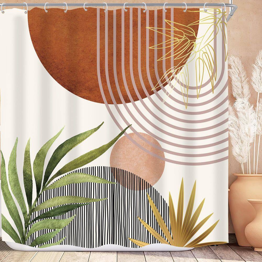 Cortina de chuveiro KOMLLEX Mid Century Green Boho 180x180cm Poliéster