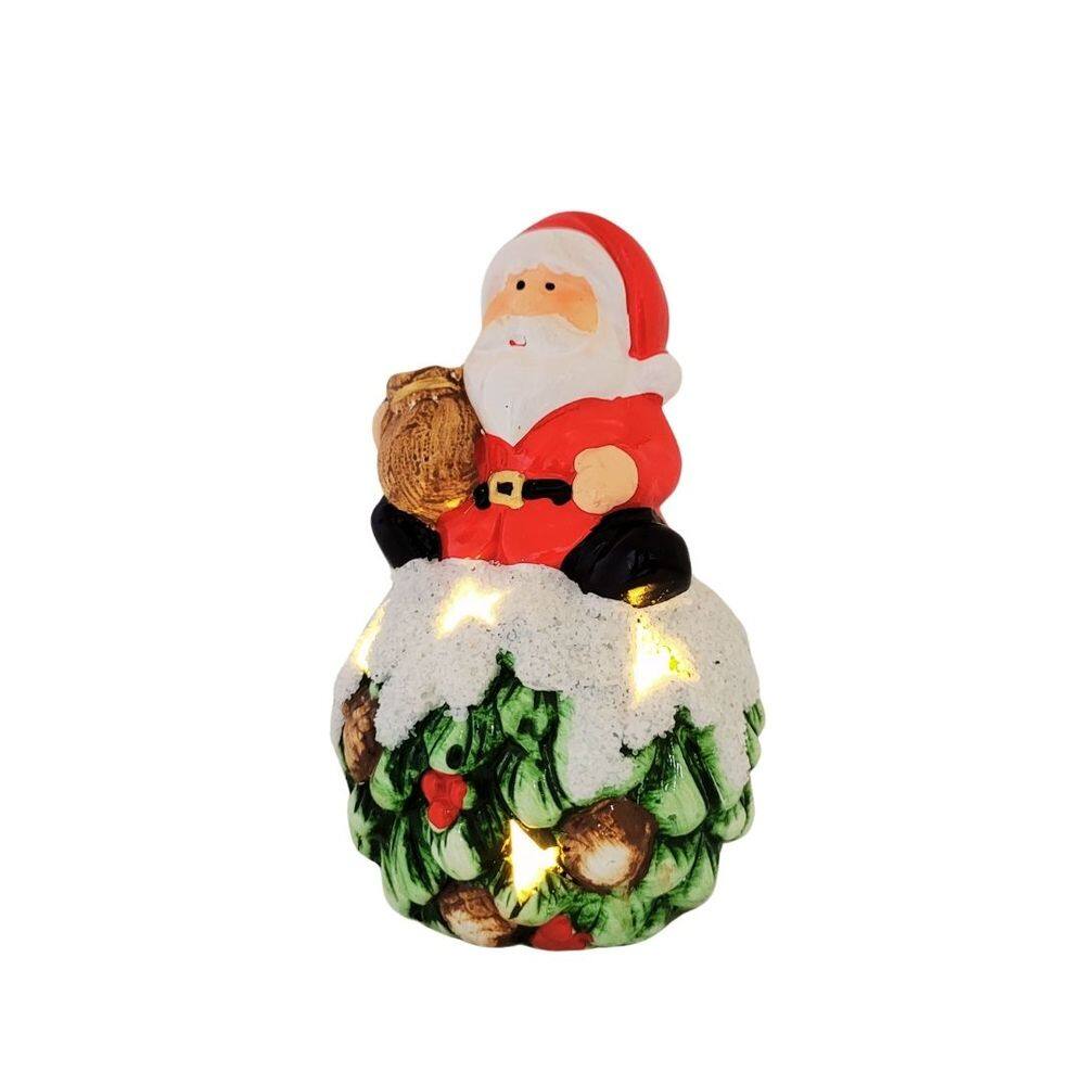 Papai Noel Decorativo Resina Iluminada LED 14cm - Nataluz