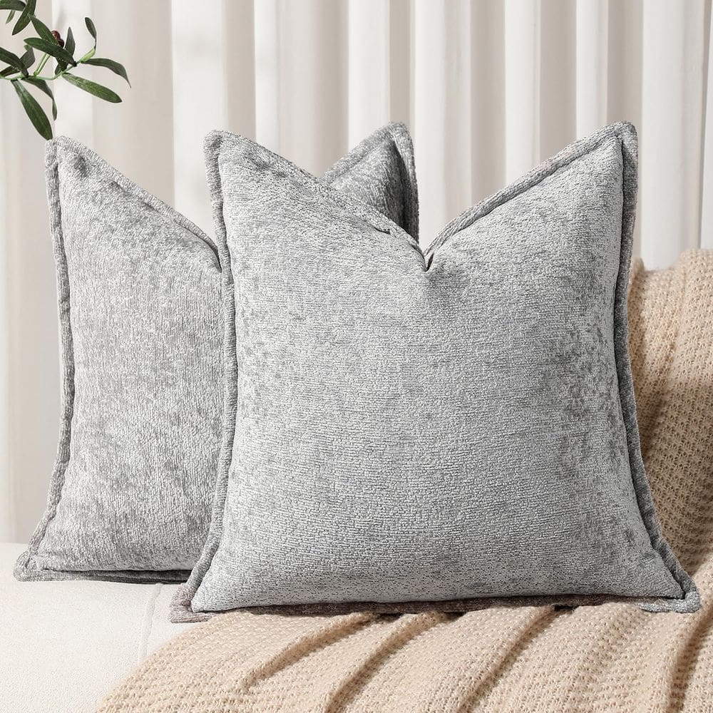Capas de almofada DEZENE Light Grey Chenille 40x40cm (pacote com 2)