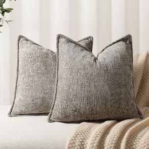 Capas de almofada DEZENE, pacote com 2 chenille cinza de 40 x 40 cm