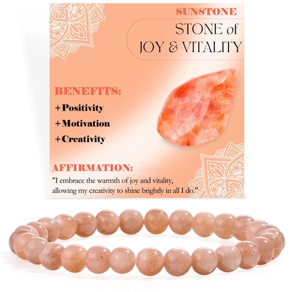 Pulseira de miçangas Bivei Sunstone Joy & Vitality para mulheres