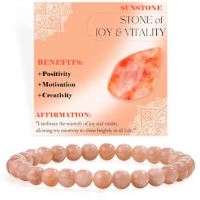 Pulseira de miçangas Bivei Sunstone Joy & Vitality para mulheres