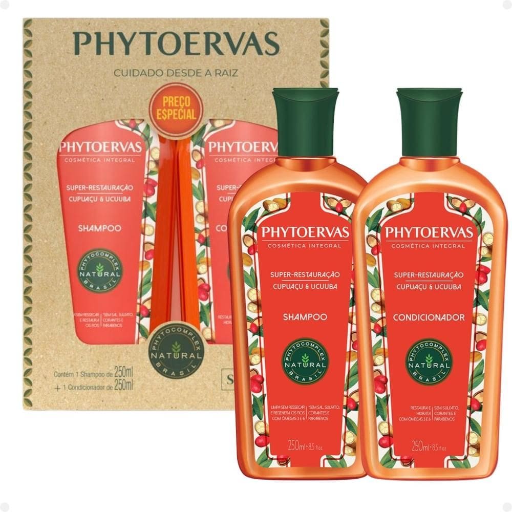 Kit Phytoervas Super-Restauração Cupuaçu E Ucuuba: Shampoo e Condicionador 250ml