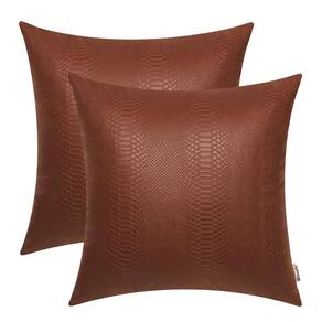 Almofadas BRAWARM de couro marrom claro 55 cm x 55 cm (pacote 2)