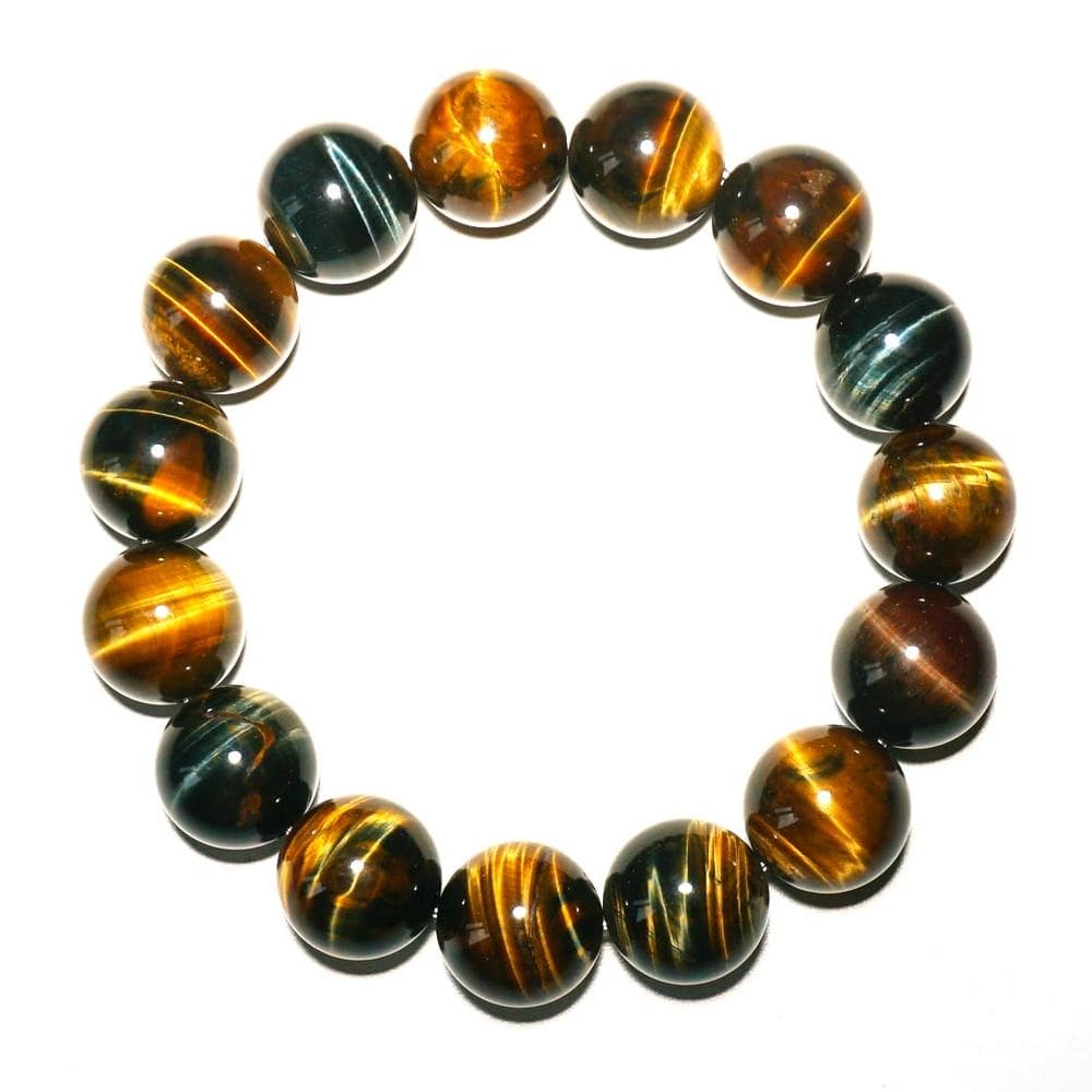 Pulseira Tahlga Yellow Blue Tigers Eye Beads 16 mm para homens