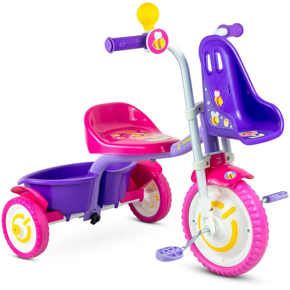 Triciclo Motoca Infantil Abelhinha Buzina 3 Rodinhas Cestinha Nathor