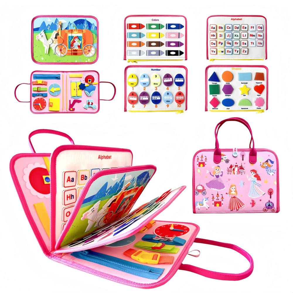 Brinquedo Montessori 8 em 1 Busy Board LNANZTCX 8 em 1 para crianças pequenas rosa