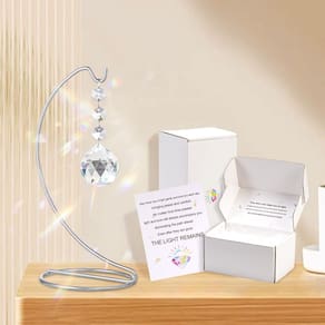 Memorial Crystal Suncatcher LinyAlmy de 9 polegadas com suporte e cartão