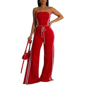 Roupas de duas peças CHEZVOGUE Summer para mulheres listradas