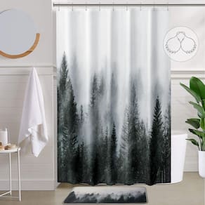 Cortina de chuveiro ORTIGIA Misty Forest 137x198cm Verde escuro