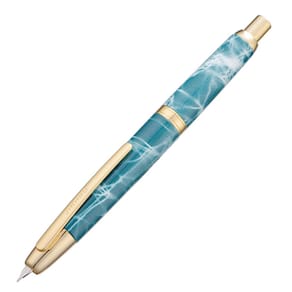 Caneta-tinteiro Jinhao 10, ponta fina de mármore azul sem tampa com caixa