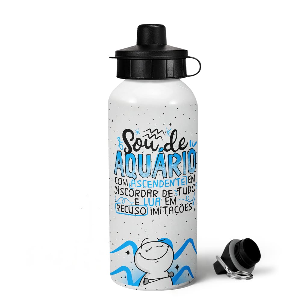 Garrafa Squeeze MQ Funny Signos - Sou de Aquário - 600ml
