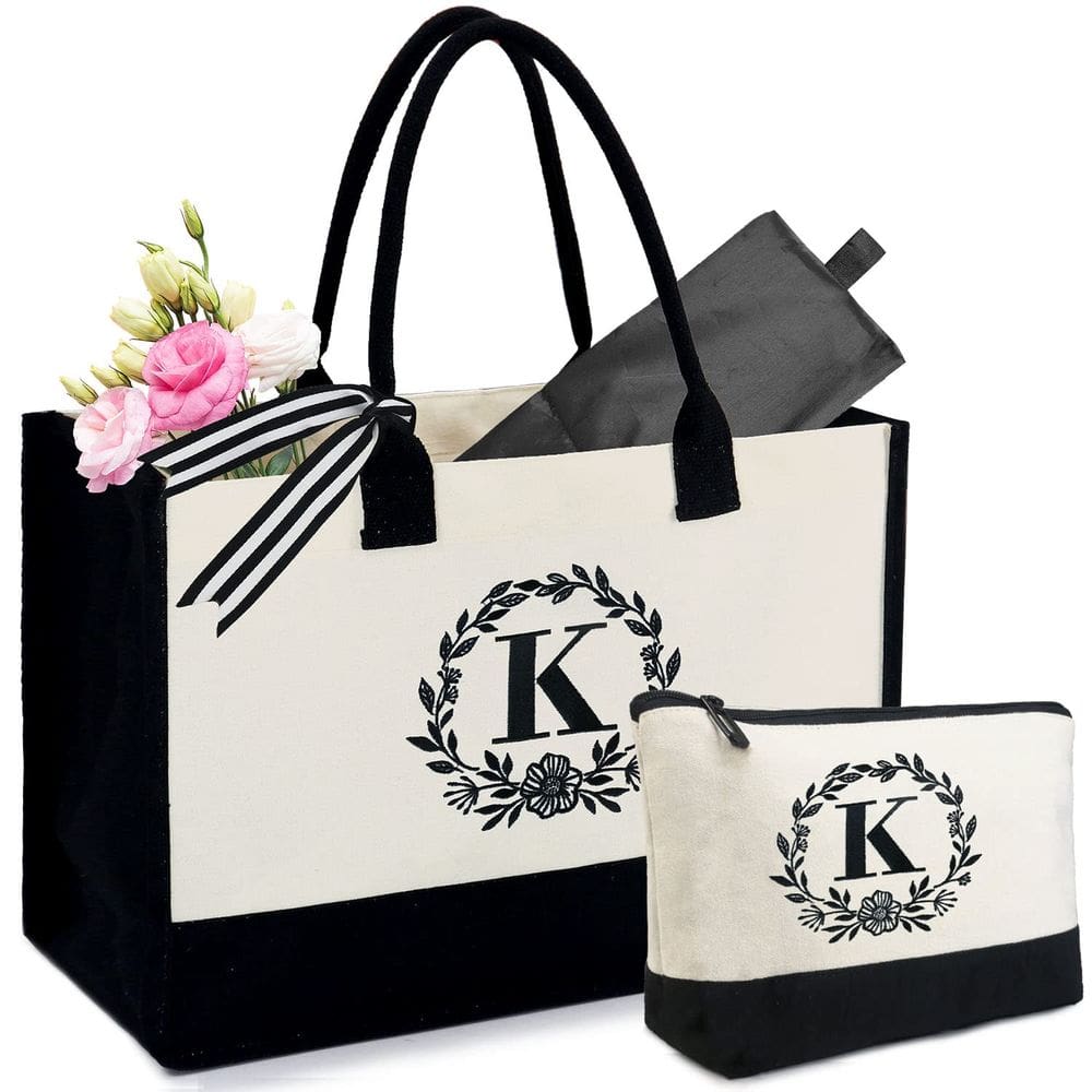 Sacola BeeGreen Letter K Initial Bordado para mulheres